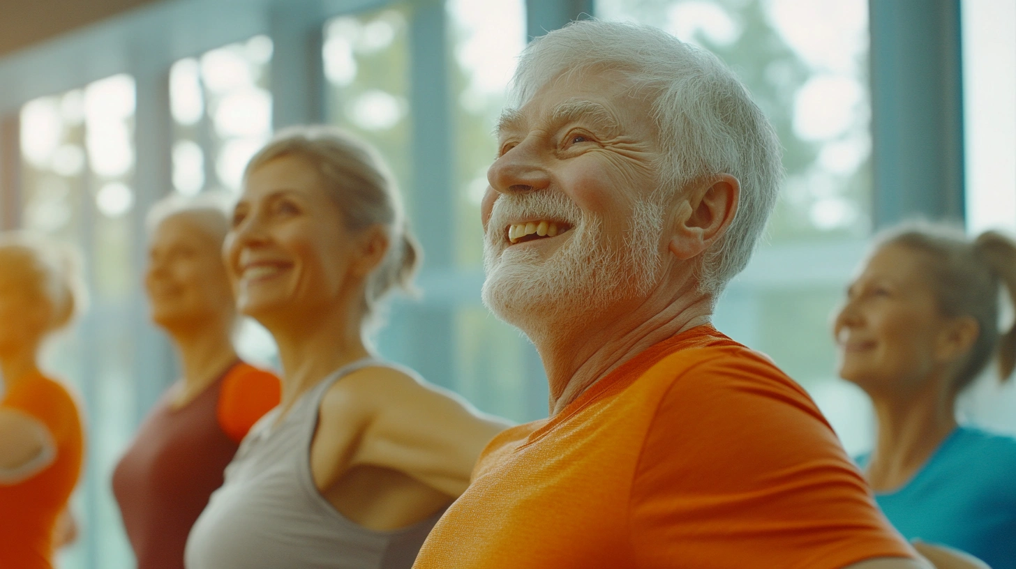 Щасливі активні пенсіонери займаються фітнесом